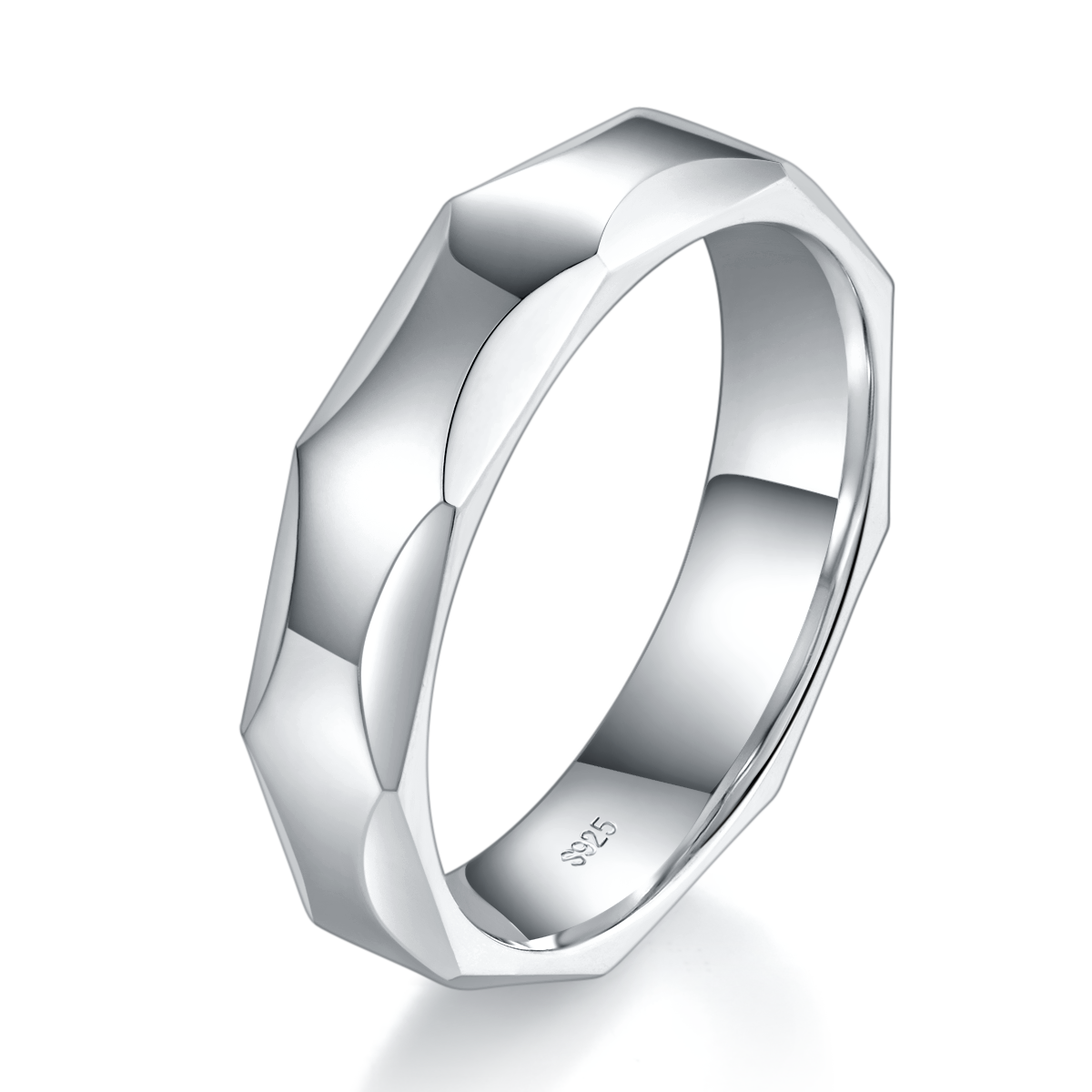 情侣对戒S925银镀白金定制选款副石莫桑钻0.01ct