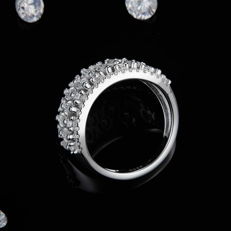满钻马眼钻镂空排戒Women's RingS925银镀白金定制选款副石Moissanite3.29ct