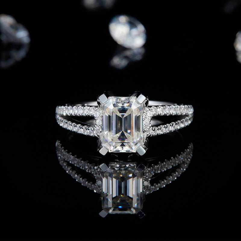 祖母切女戒S925银镀白金定制选款主石莫桑钻2.0ct/副石高碳钻