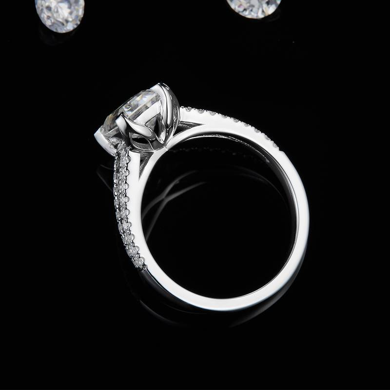 祖母切女戒S925银镀白金定制选款主石莫桑钻2.0ct/副石高碳钻