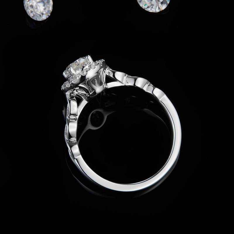 蛋形Women's RingS925银镀白金定制选款主石Moissanite1.0ct/副石高碳钻