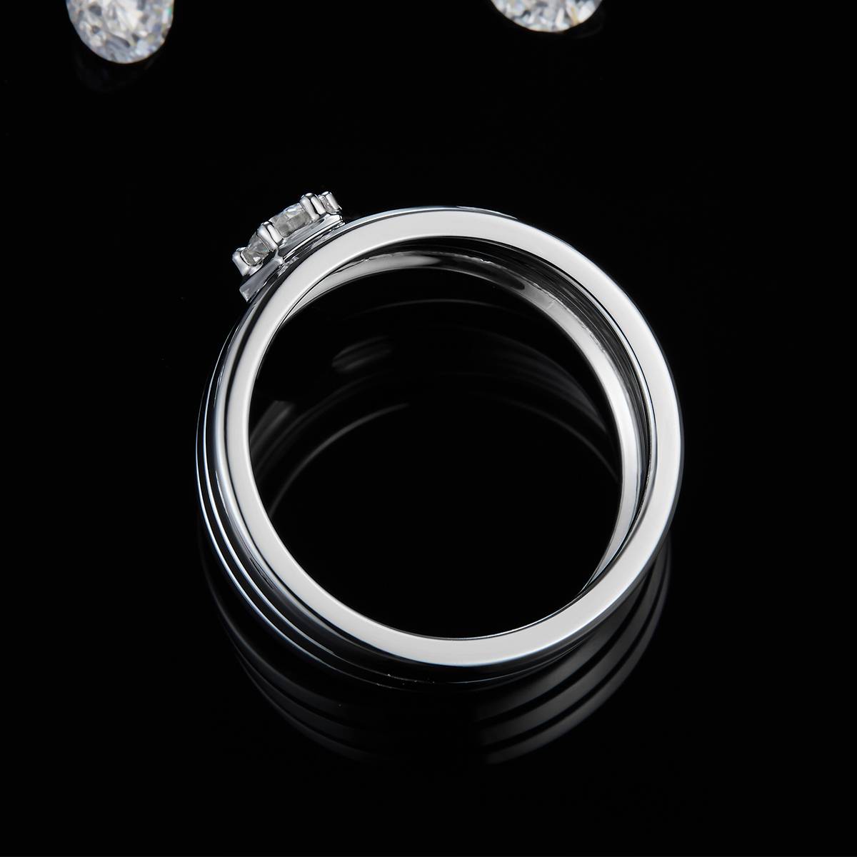 Minimalist men's ring S925 silver plated platinum customized selection, main stone Moissanite 0.4ct
