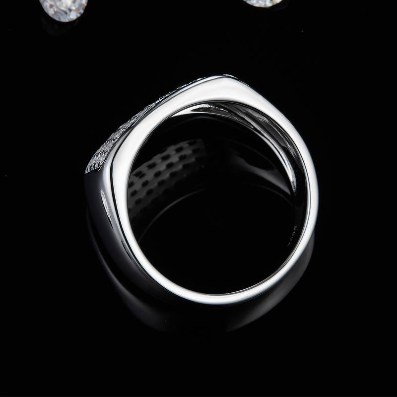 Affordable Luxury密镶霸气Men's RingS925银镀白金定制选款副石Moissanite0.75ct