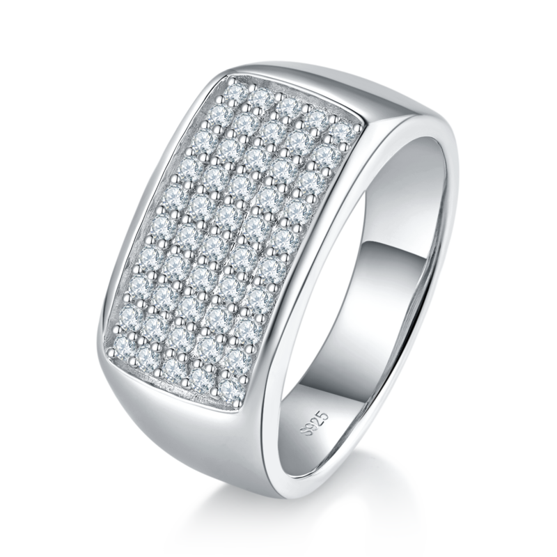 Affordable Luxury密镶霸气Men's RingS925银镀白金定制选款副石Moissanite0.75ct