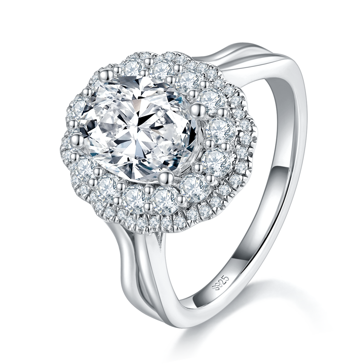 轻奢一生之约女戒S925银镀白金定制选款主石莫桑钻2.0ct/副石高碳钻