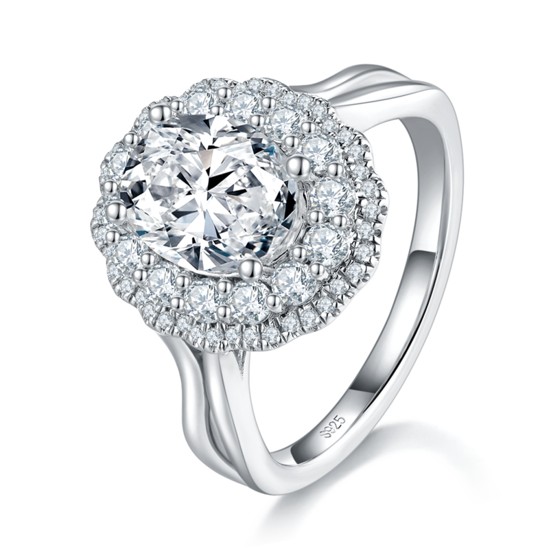 轻奢一生之约女戒S925银镀白金定制选款主石莫桑钻2.0ct/副石高碳钻