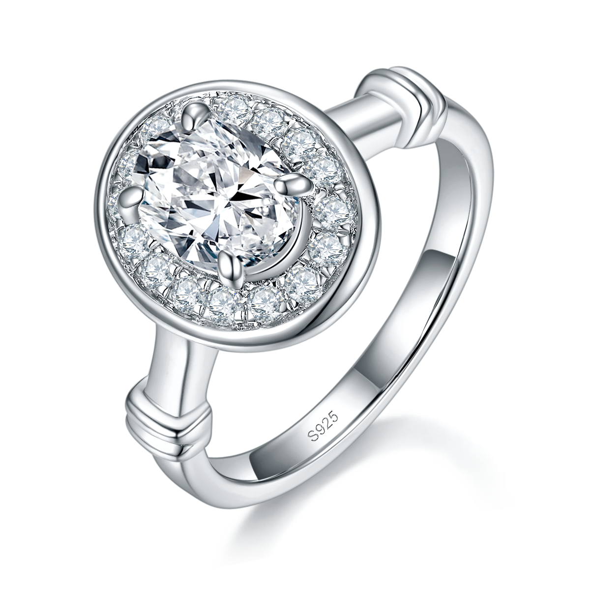 Halo Love Women's Ring S925 Silver Plated Platinum Customized Selection Main Stone Moissanite 1.5ct/Side Stone Cubic Zirconia