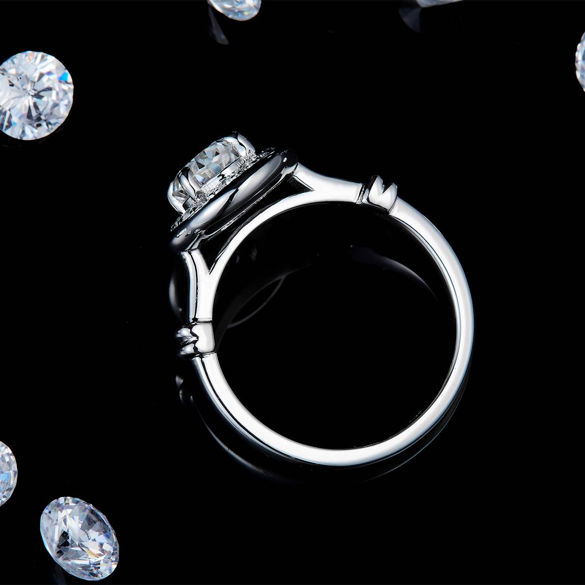 Halo Love Women's Ring S925 Silver Plated Platinum Customized Selection Main Stone Moissanite 1.5ct/Side Stone Cubic Zirconia