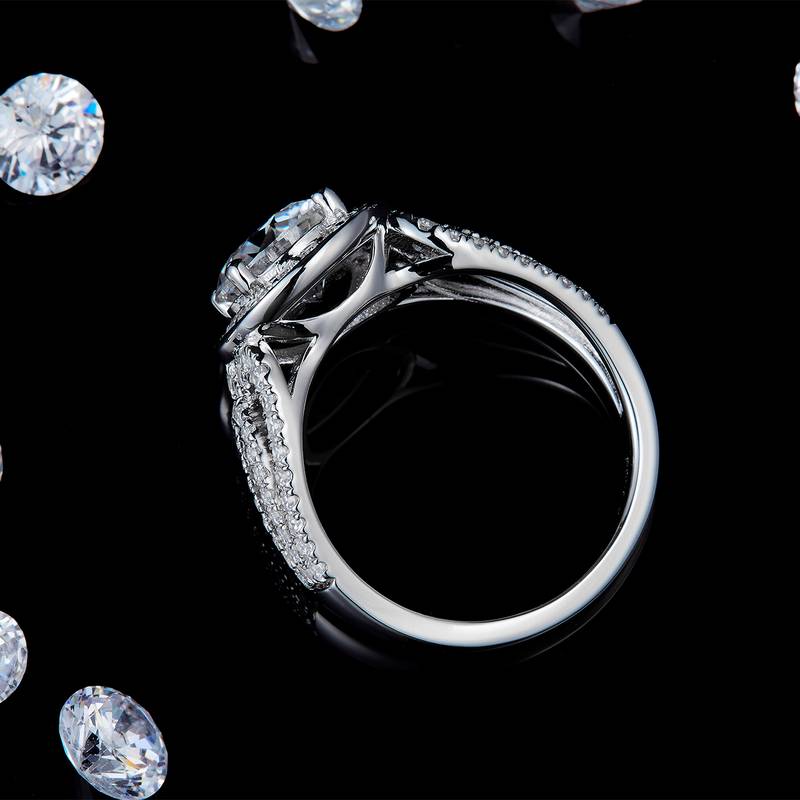 爆闪夸张女戒S925银镀白金定制选款主石莫桑钻2.0ct/副石高碳钻