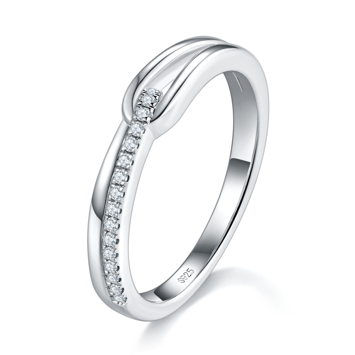 Couple Ring S925 Silver Plated Platinum Customized Selection Moissanite 0.155ct