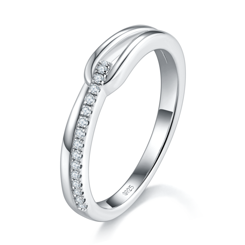 情侣对戒S925银镀白金定制选款莫桑钻0.155ct