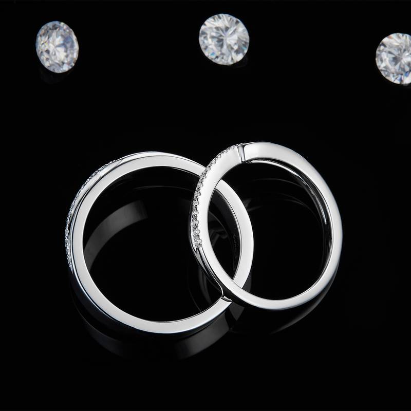 情侣对戒S925银镀白金定制选款莫桑钻0.155ct