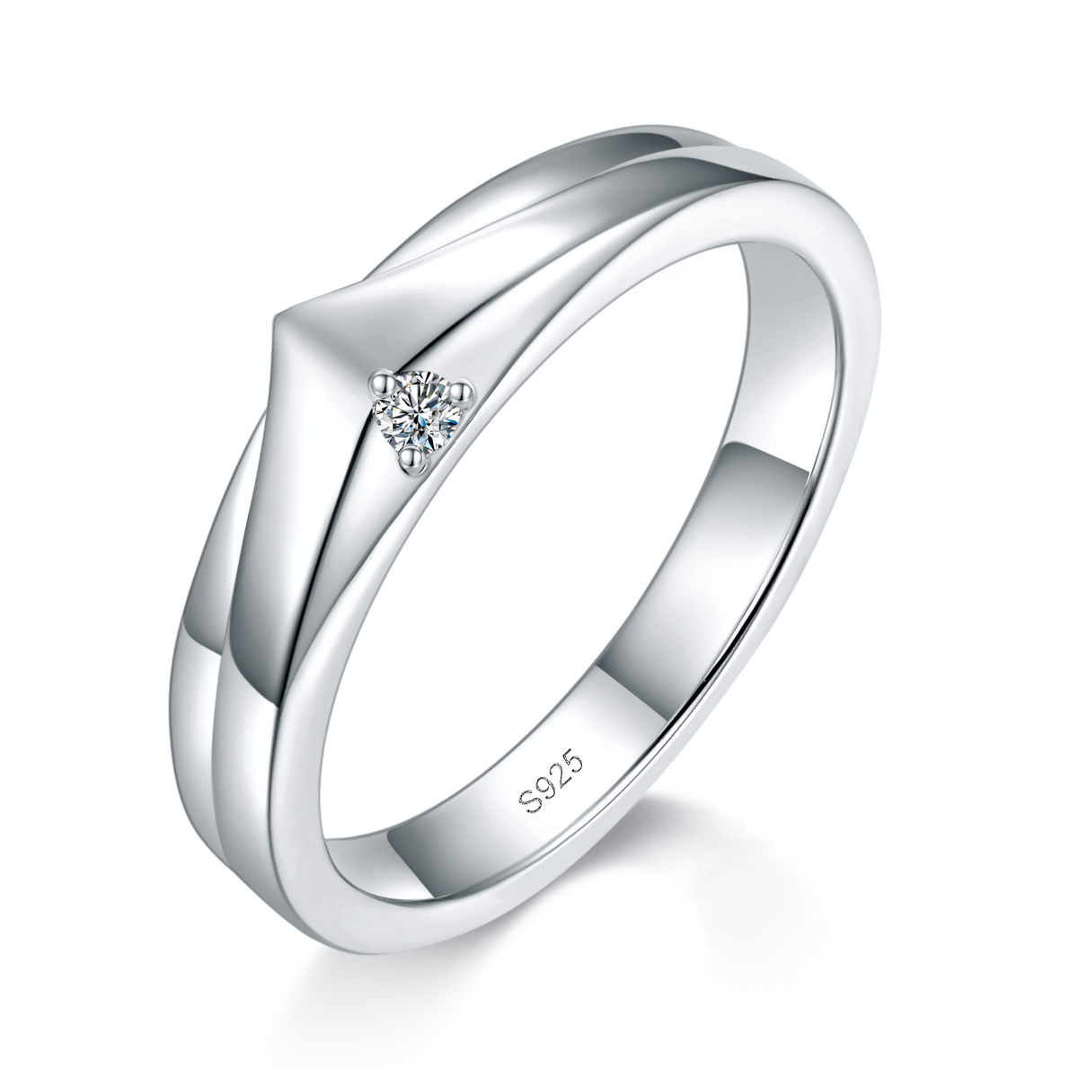 Couple Ring S925 Silver Plated Platinum Customized Selection Side Stone Moissanite 0.256ct