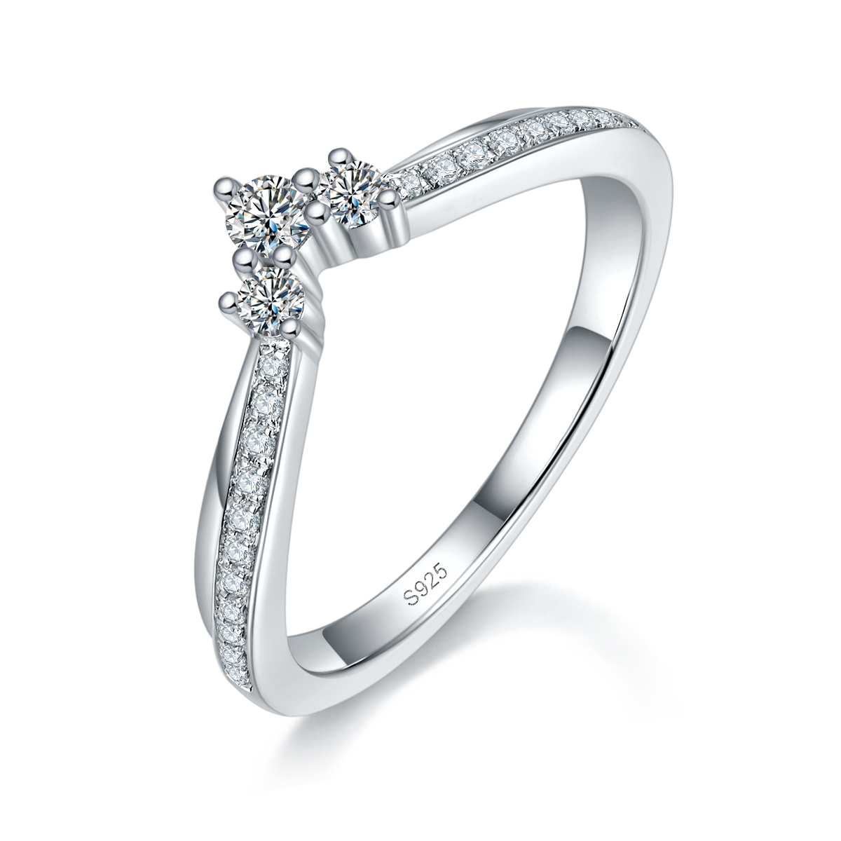 Couple Ring S925 Silver Plated Platinum Customized Selection Side Stone Moissanite 0.256ct
