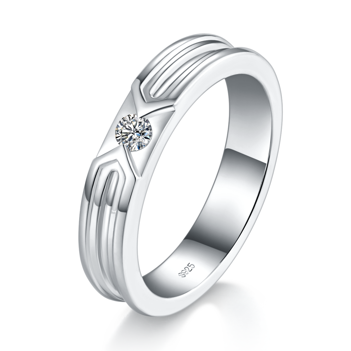 Couple Ring S925 Silver Plated Platinum Customized Selection Side Stone Moissanite 0.4ct
