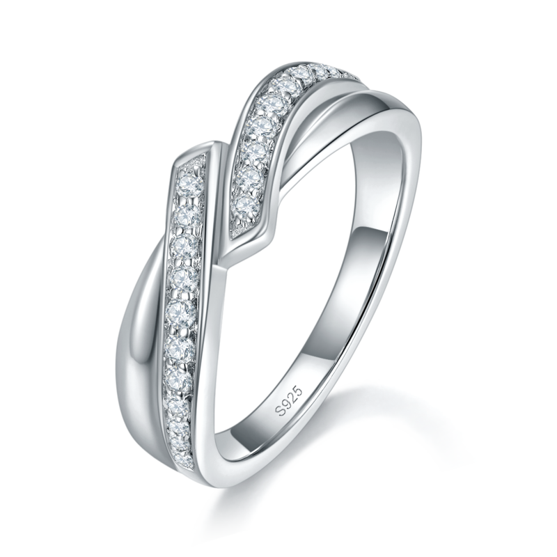 情侣Couple RingS925银镀白金定制选款副石Moissanite0.23ct