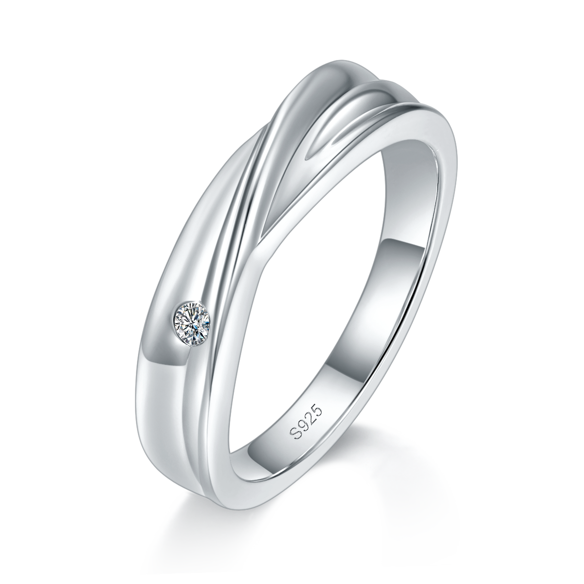 Couple Ring S925 Silver Plated Platinum Customized Selection Side Stone Moissanite 0.03ct