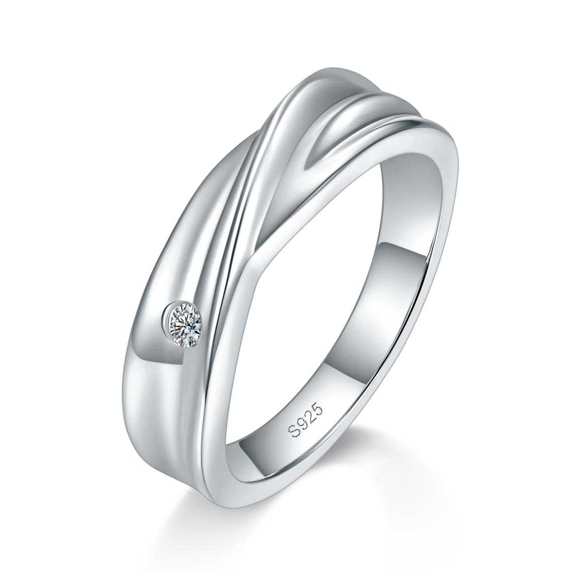 Couple Ring S925 Silver Plated Platinum Customized Selection Side Stone Moissanite 0.03ct