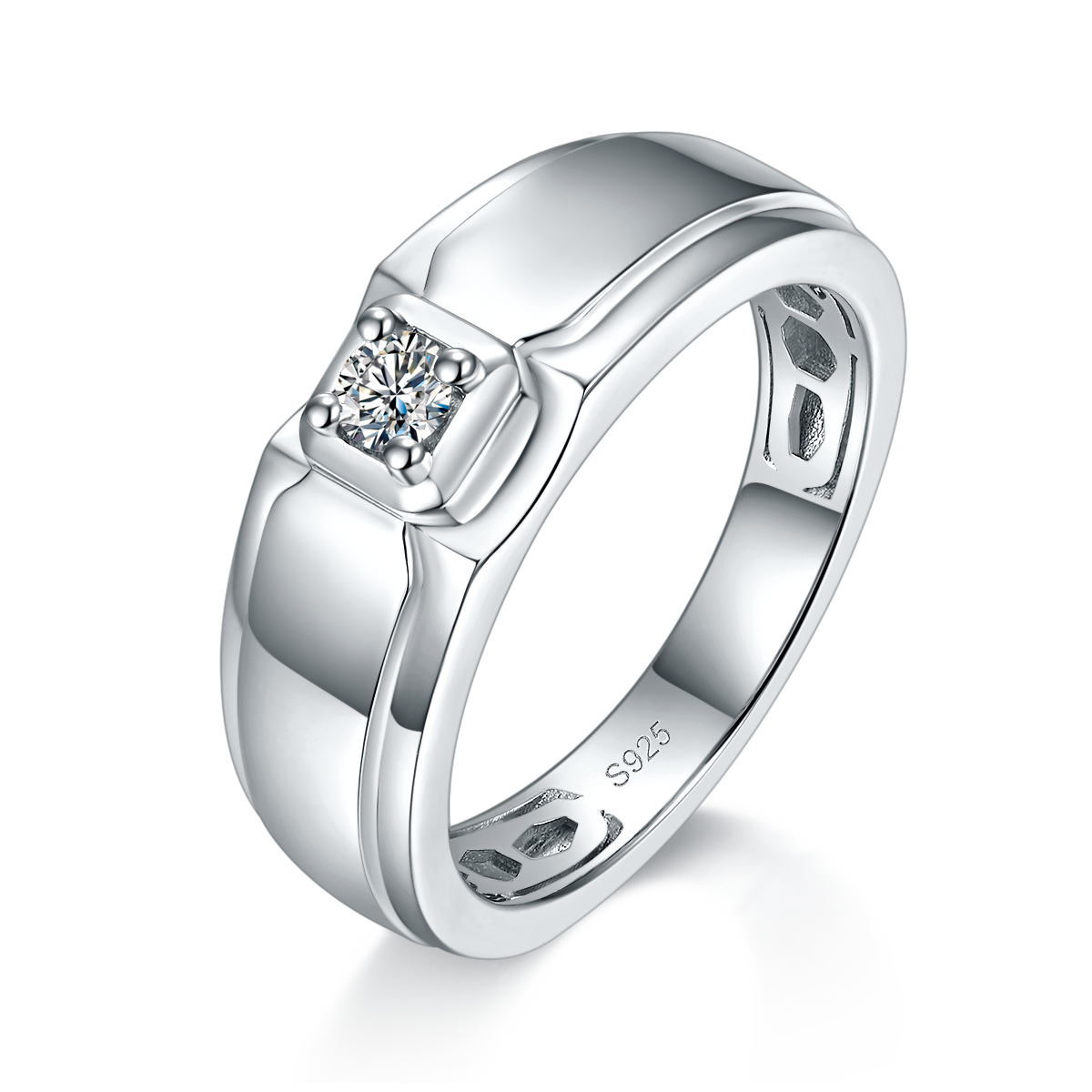 Couple Ring S925 Silver Plated Platinum Customized Selection Main Stone Moissanite 0.19ct