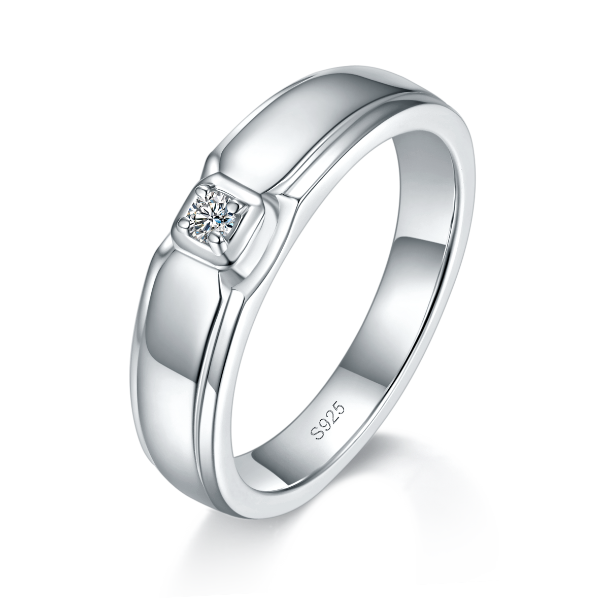 Couple Ring S925 Silver Plated Platinum Customized Selection Main Stone Moissanite 0.19ct