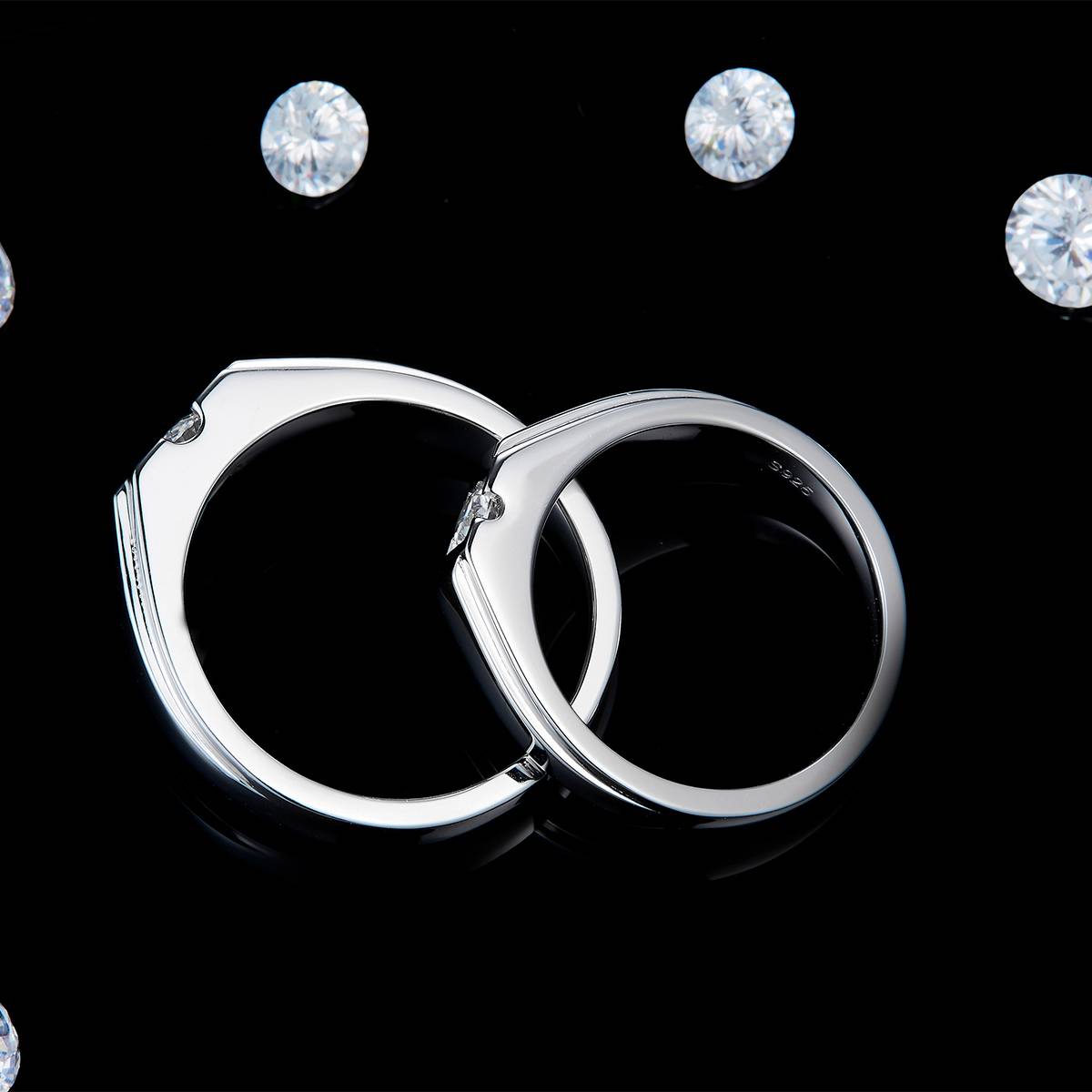 Couple Ring S925 Silver Plated Platinum Customized Selection Main Stone Moissanite 0.65ct