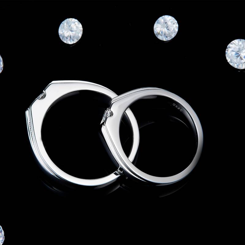 情侣Couple RingS925银镀白金定制选款主石Moissanite0.65ct