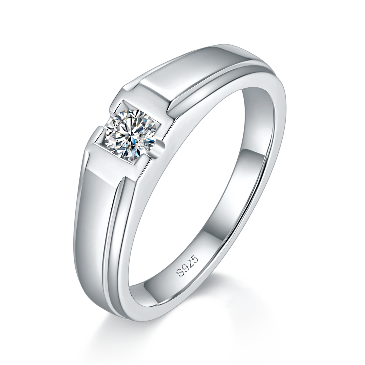 Couple Ring S925 Silver Plated Platinum Customized Selection Main Stone Moissanite 0.65ct