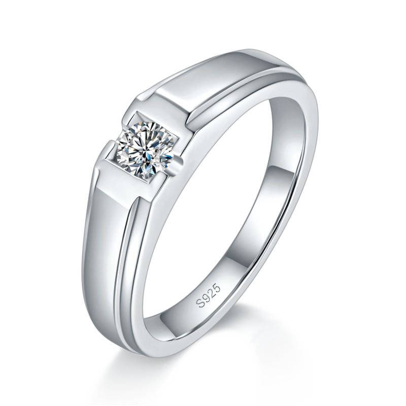 情侣Couple RingS925银镀白金定制选款主石Moissanite0.65ct