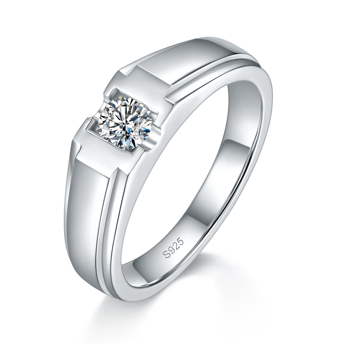 Couple Ring S925 Silver Plated Platinum Customized Selection Main Stone Moissanite 0.65ct