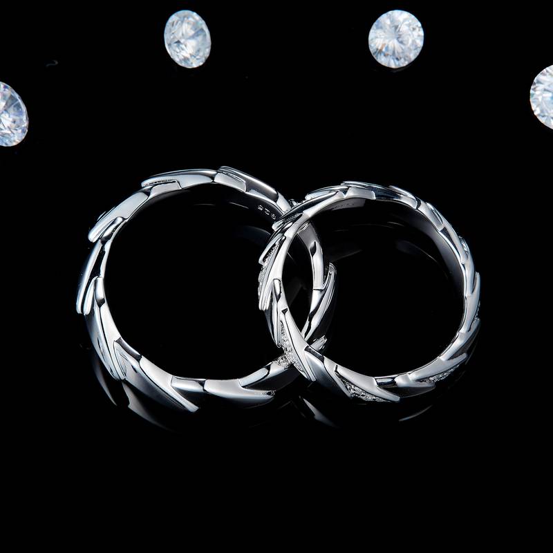 S925银镀白金情侣对套定制选款Moissanite0.14ct