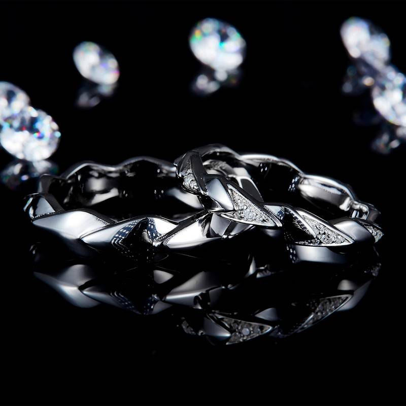 S925银镀白金情侣对套定制选款Moissanite0.14ct