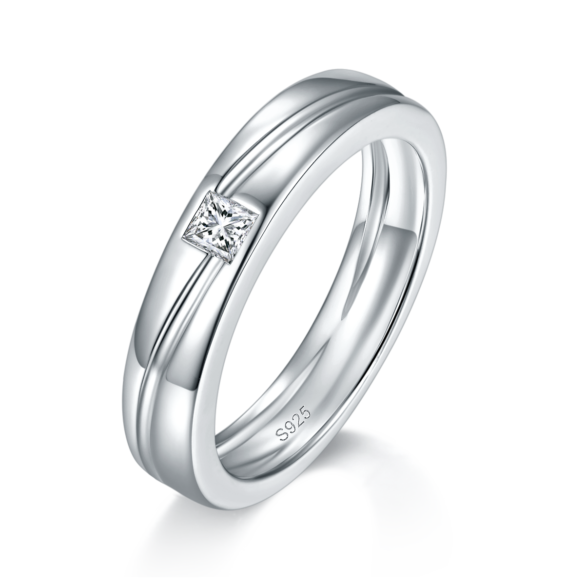 Couple Ring S925 Silver Plated Platinum Customized Selection Main Stone Moissanite 0.45ct