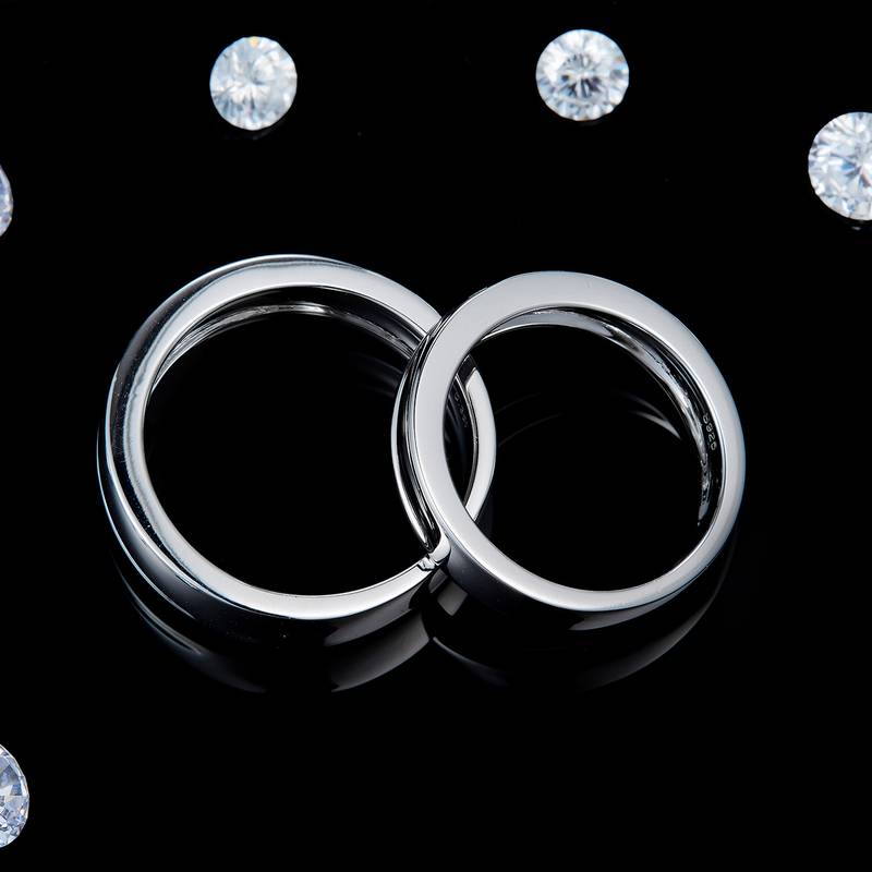 情侣Couple RingS925银镀白金定制选款主石Moissanite0.45ct