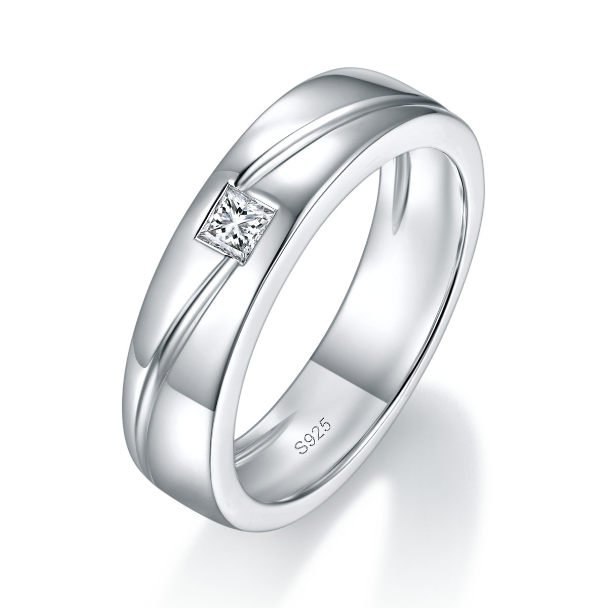 Couple Ring S925 Silver Plated Platinum Customized Selection Main Stone Moissanite 0.45ct