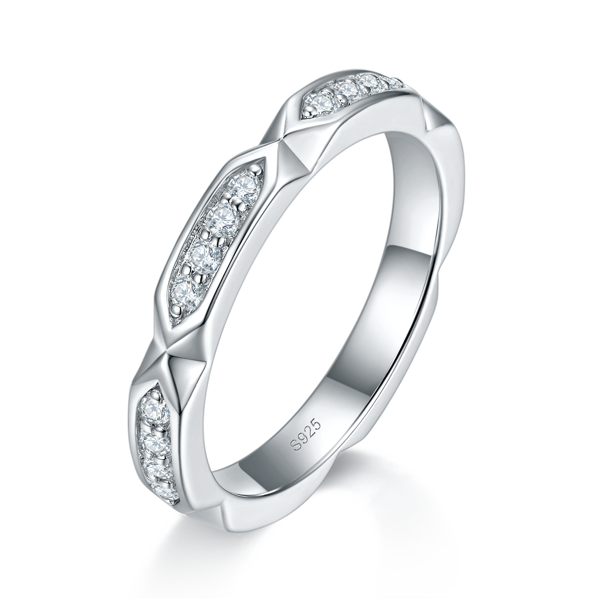Couple Ring S925 Silver Plated Platinum Customized Selection Side Stone Moissanite 0.18ct