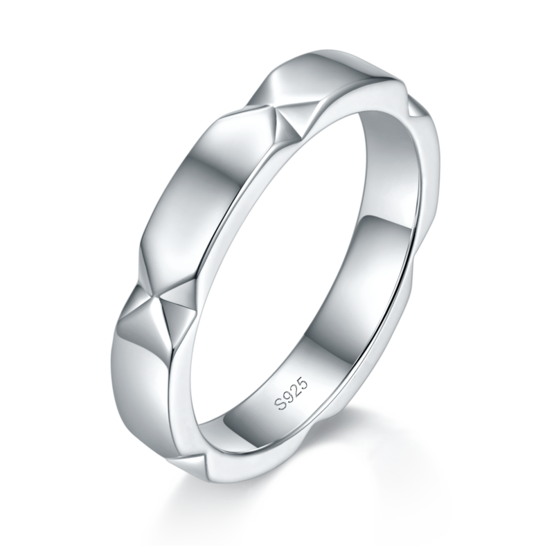 情侣Couple RingS925银镀白金定制选款副石Moissanite0.18ct