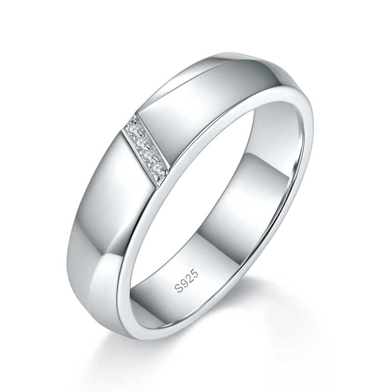 情侣Couple RingS925银镀白金定制选款副石Moissanite0.36ct