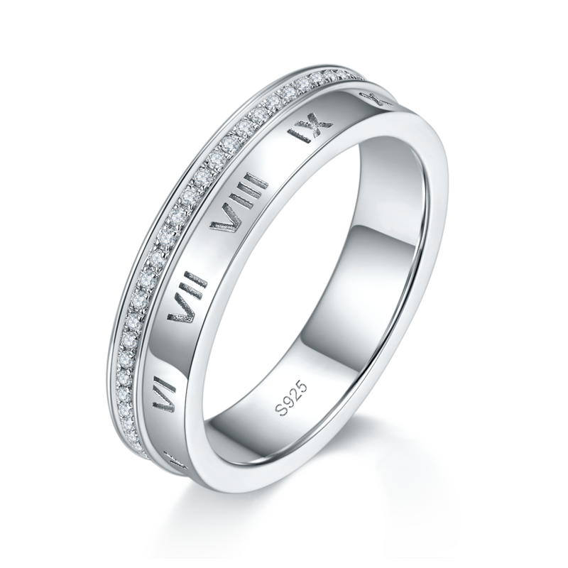 情侣Couple RingS925银镀白金定制选款副石Moissanite0.57ct