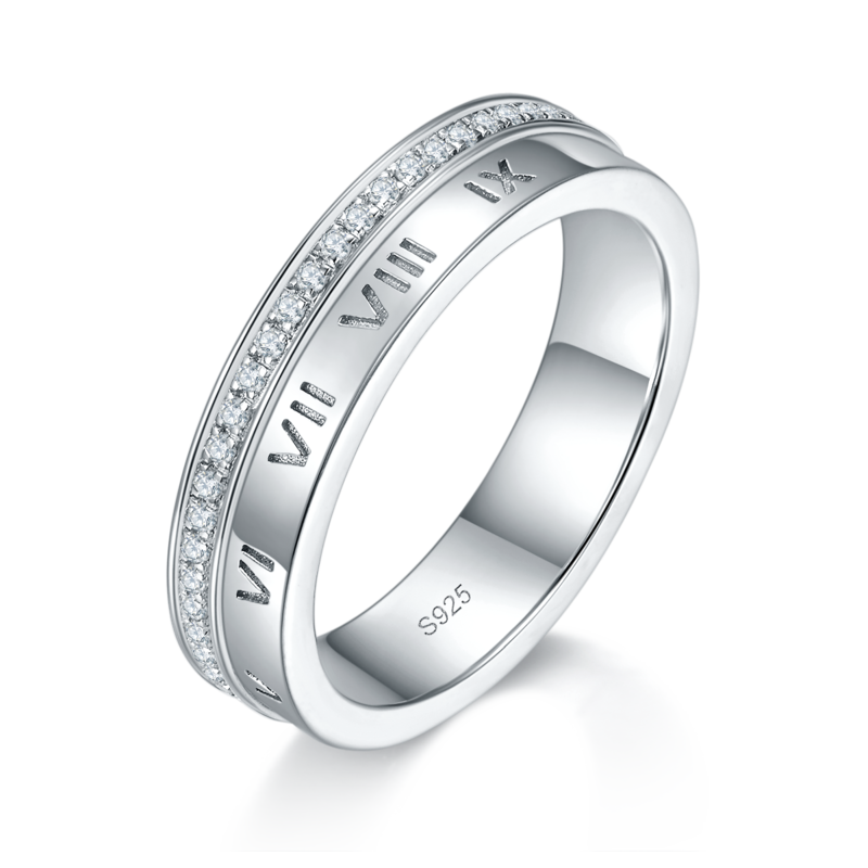 情侣Couple RingS925银镀白金定制选款副石Moissanite0.57ct