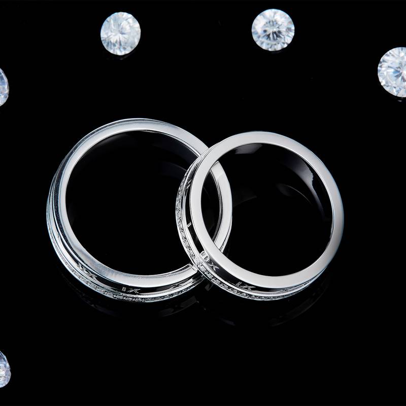 情侣Couple RingS925银镀白金定制选款副石Moissanite0.57ct