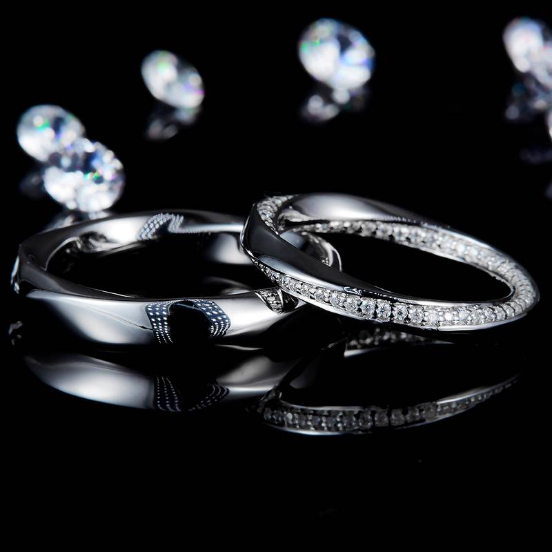 S925银镀白金情侣Couple Ring定制选款副石Moissanite0.53ct