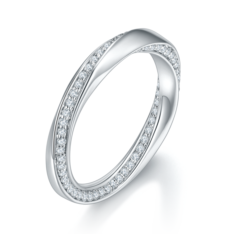 S925银镀白金情侣Couple Ring定制选款副石Moissanite0.53ct