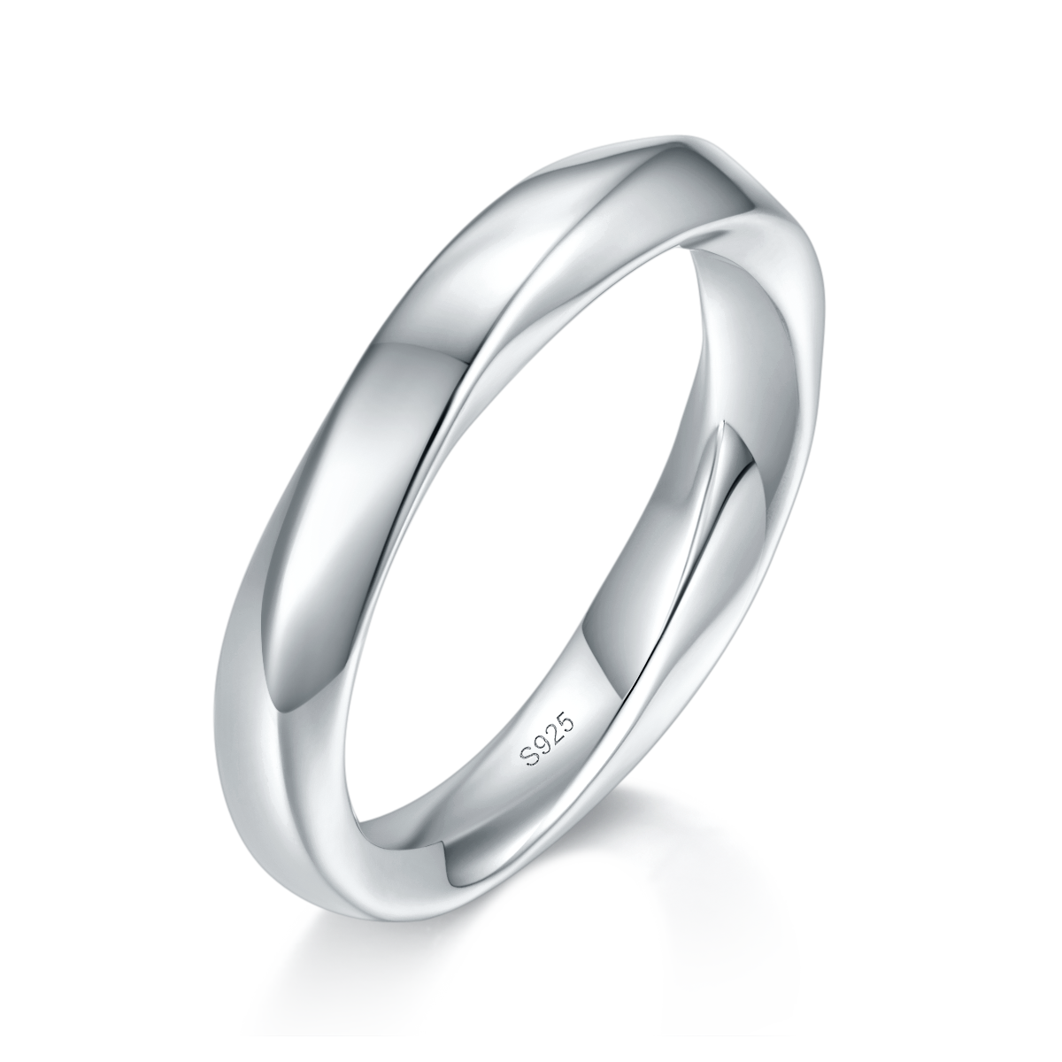 S925银镀白金情侣对戒定制选款副石莫桑钻0.53ct