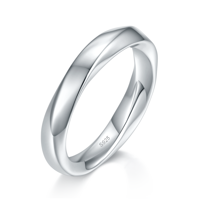 S925银镀白金情侣Couple Ring定制选款副石Moissanite0.53ct