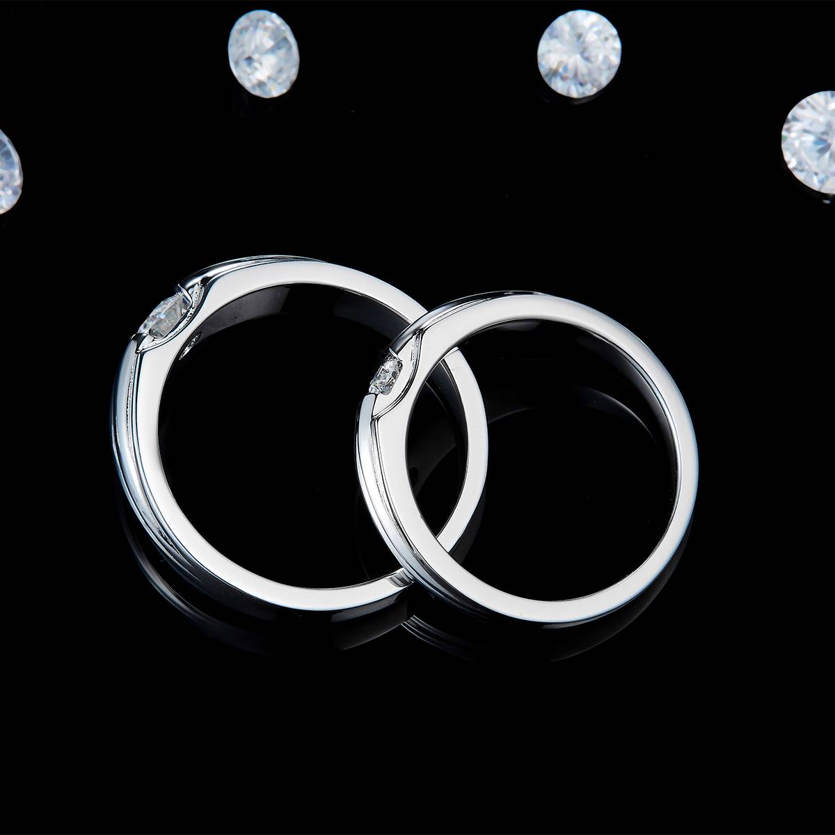 S925 Silver Plated Platinum Couple's Ring Customized Selection Main Stone Moissanite 0.5ct