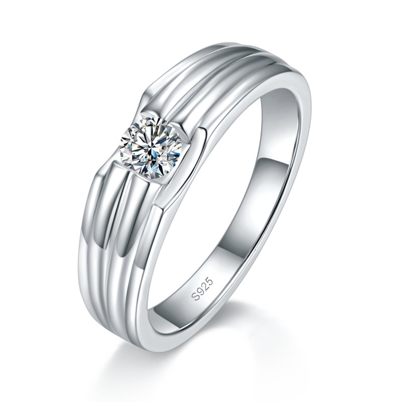 S925银镀白金情侣Couple Ring定制选款主石Moissanite0.5ct