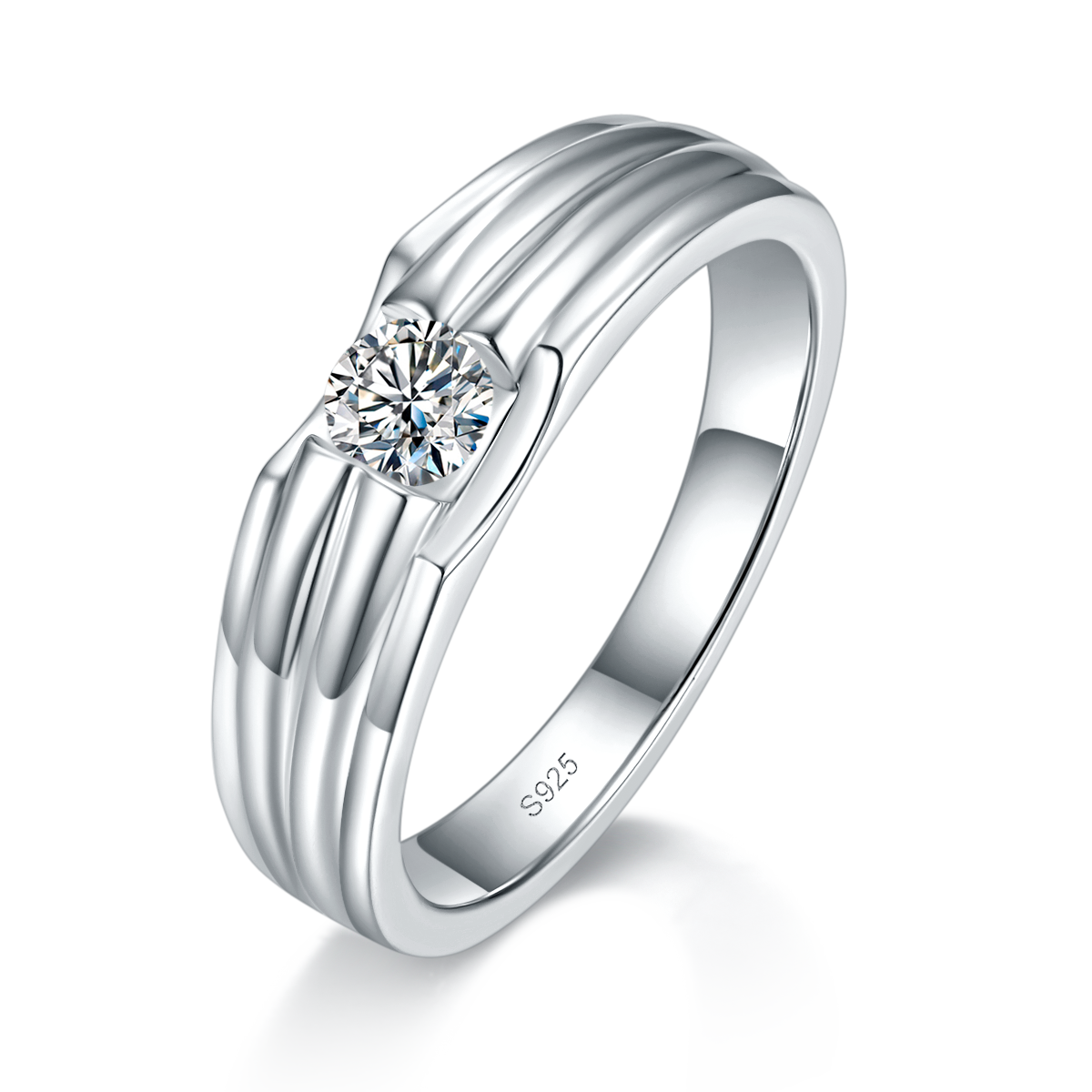 S925 Silver Plated Platinum Couple's Ring Customized Selection Main Stone Moissanite 0.5ct