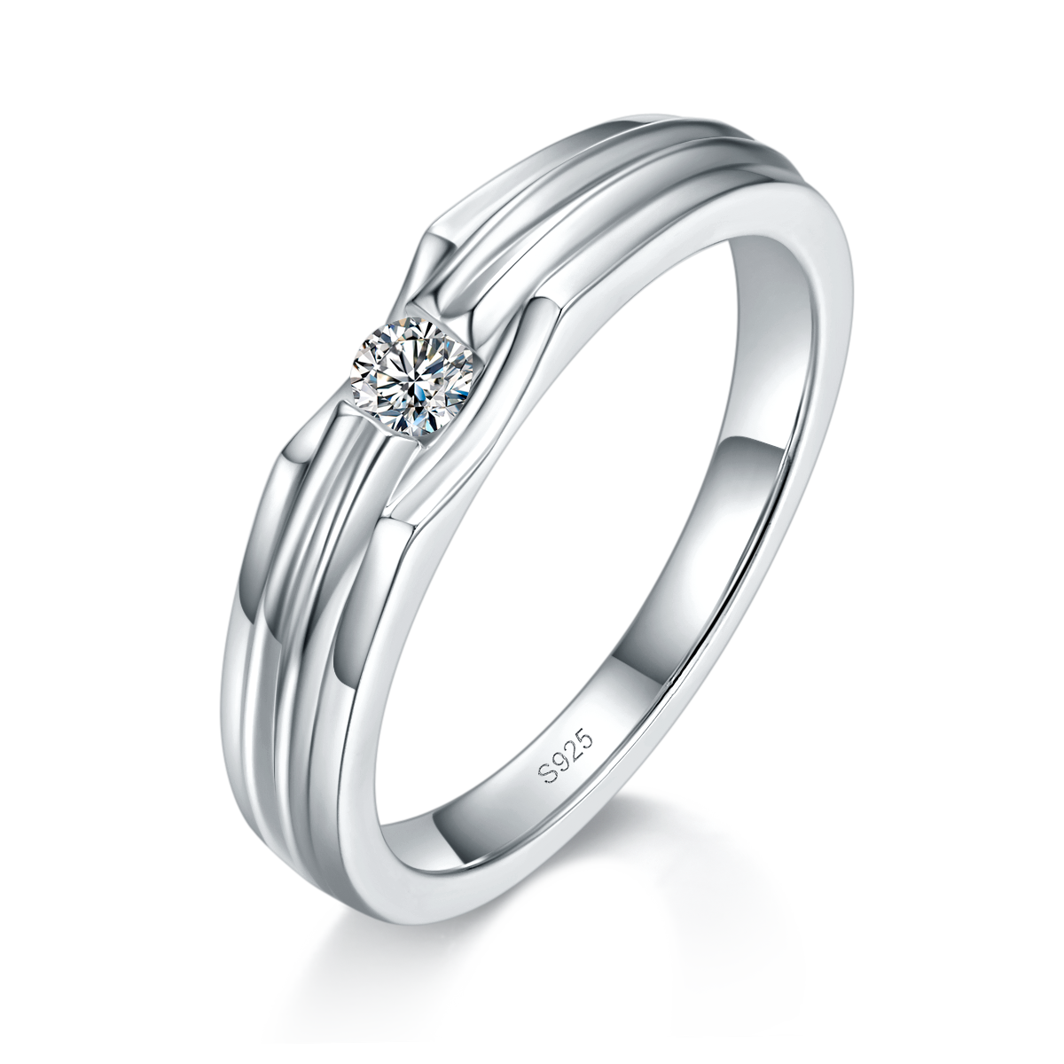 S925 Silver Plated Platinum Couple's Ring Customized Selection Main Stone Moissanite 0.5ct