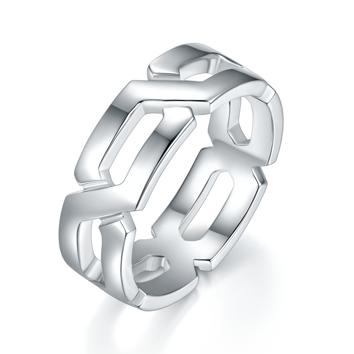 S925银镀白金情侣对戒定制选款副石莫桑钻0.26ct