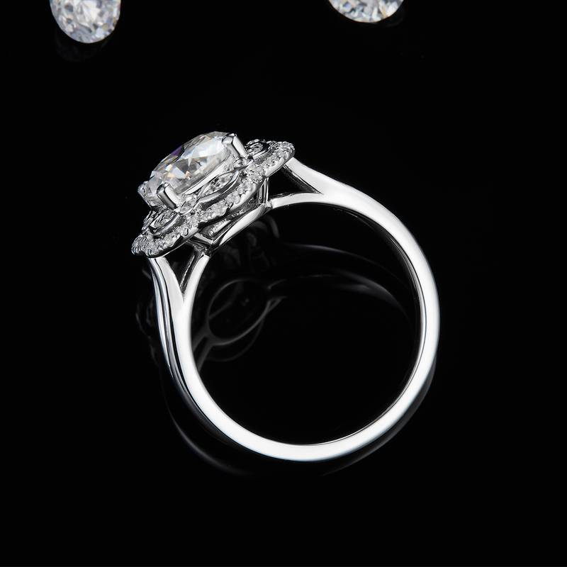 Romantic花鬘Women's RingS925银镀白金定制选款主石Moissanite2.0ct/副石高碳钻